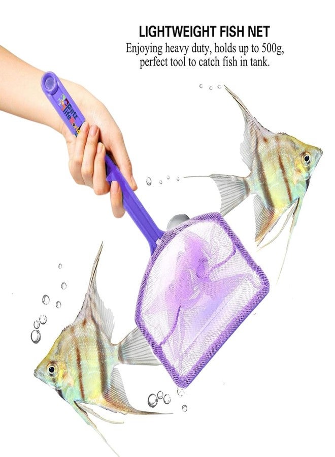 شبكة صيد أسماك أحواض السمك VAYINATO® بنفسجية (قطعتان) مقاس 6 بوصات، شبكة صيد ناعمة من النايلون الدقيق مناسبة للأسماك الصغيرة والروبيان، من إنتاج Petzlifeworld - Image 5